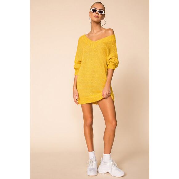 Revolve Superdown Noura Sweater Dress Marigold Size Medium - Picture 1 of 12